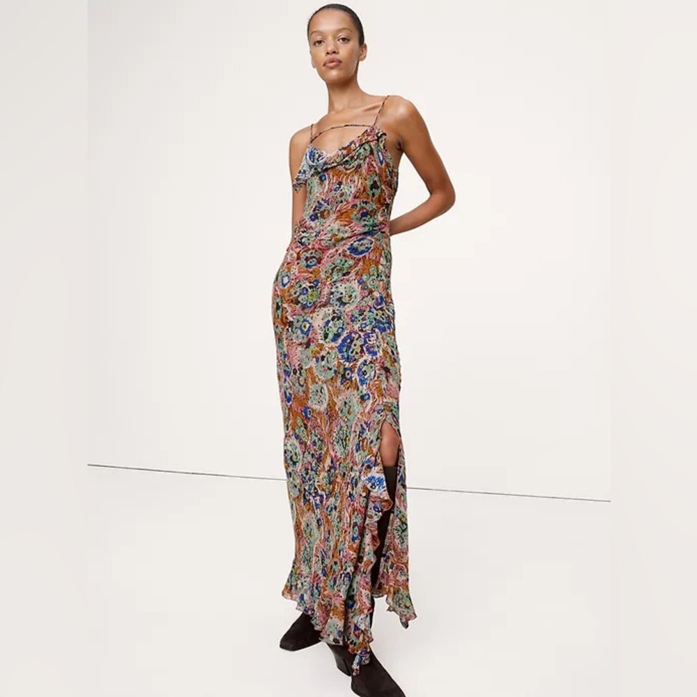 Banana Republic Georgette Cowl-Neck Maxi Dress in Pink Wildflower